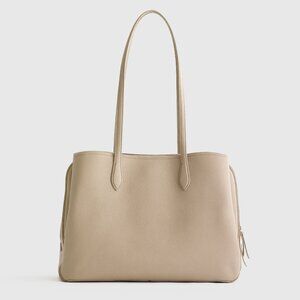 Quince Italian Leather Triple Compartment Work Tote EUC